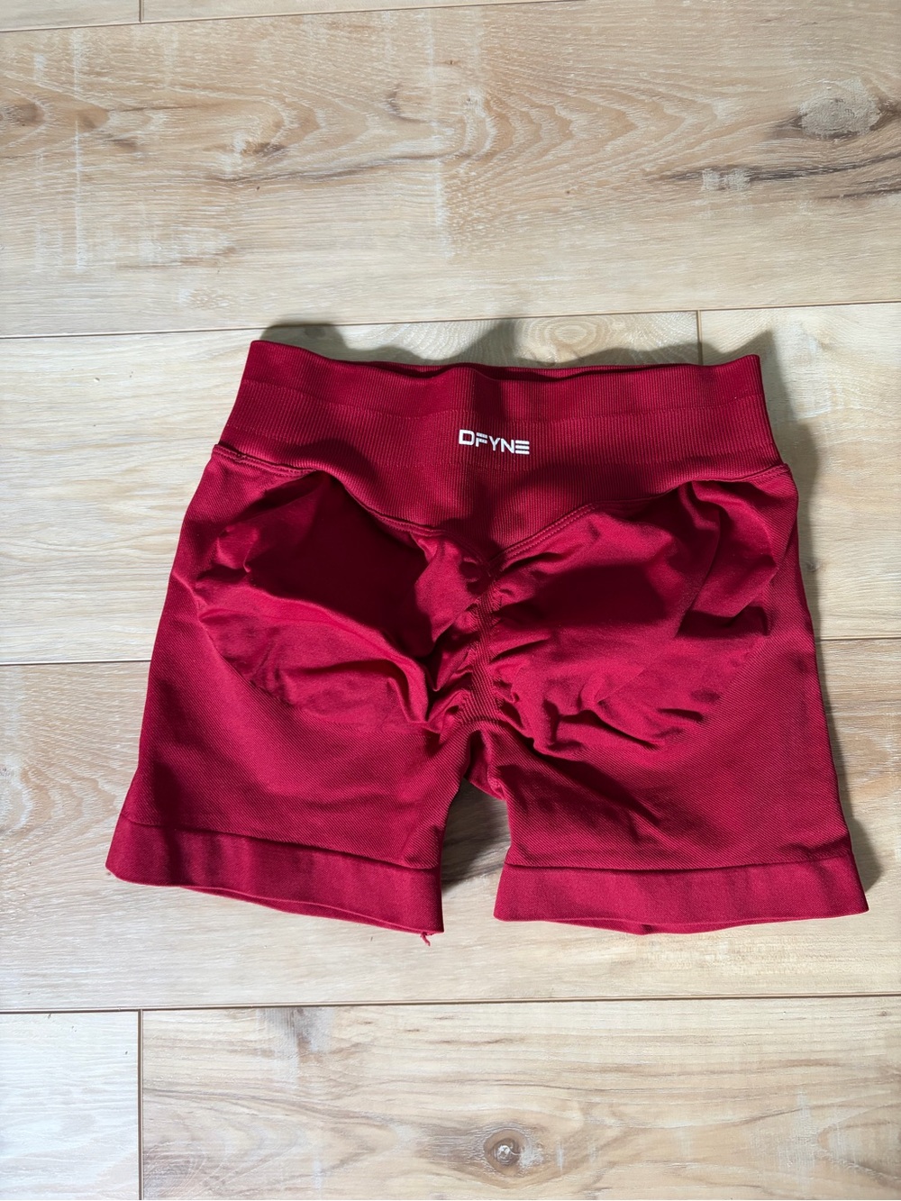 DFYNE Red Seamless Scrunch Shorts